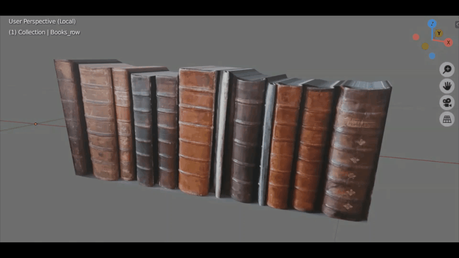 Low-poly modelling technique for books in De Graeff's home library