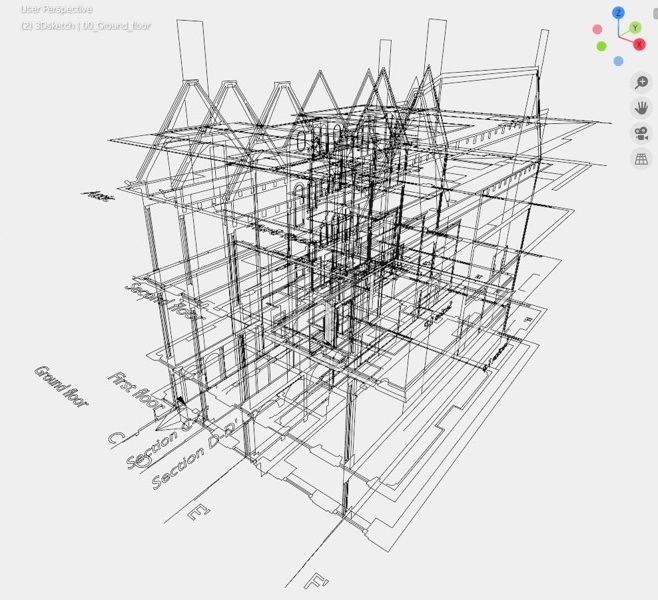 Plans and sections for the reconstruction of De Graeff's house
